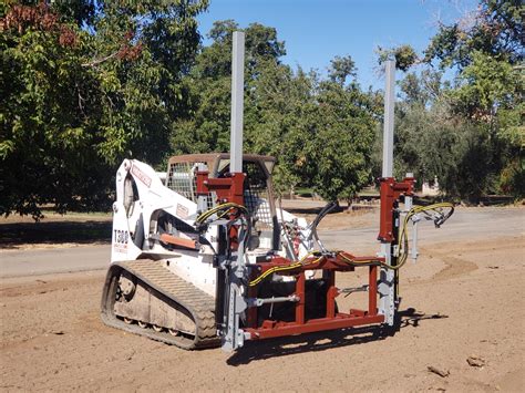 vineyard post done with skid steer|Vineyard Double Stake Driver .